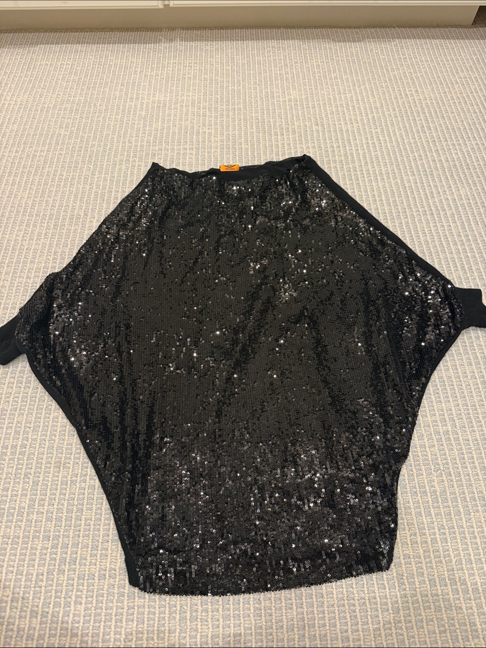 Tory Burch Black Sequin Dolman Sleeve Top
